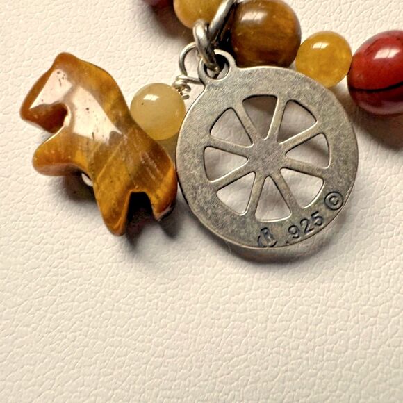 CAROLYN POLLACK STERLING SILVER TIGERS EYE BEADED WAGON WHEEL NECKLACE  16" -20" - Picture 15 of 16